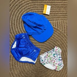 Speedo Finis Swim School Bottoms & Swimlids Hat UPF Bundle LOT (3 pc)